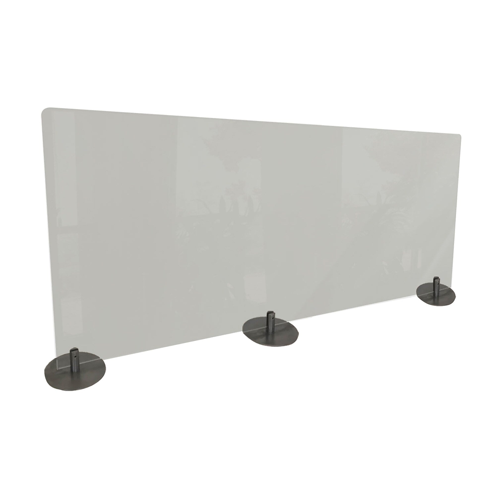 Ghent Non-Tackable Desktop Free Standing Protection Screen, 24"H x 59"W, Frosted Plastic (DPSF2459-F)