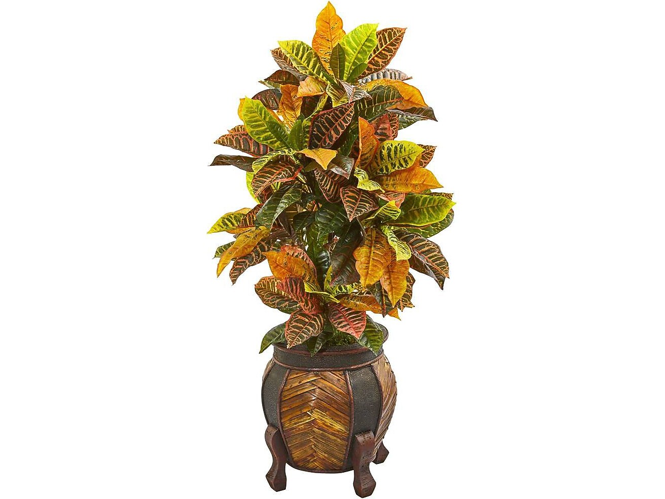 Nearly Natural Croton Plant in Pot (9464)