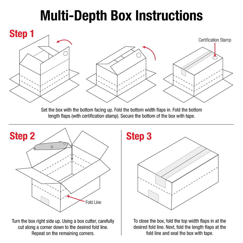 18" x 14" x 12" Multi-Depth Shipping Boxes, 32 ECT, 25/Bundle (MD181412)