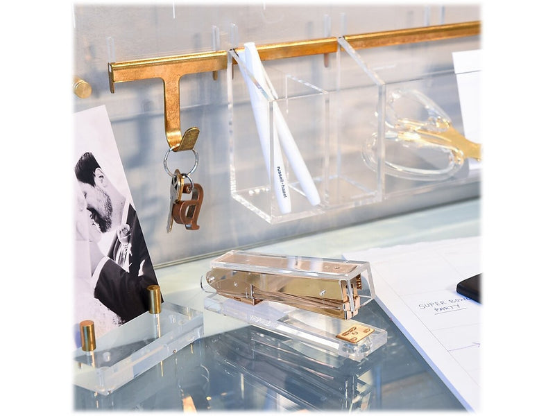 Russell+Hazel Acrylic Bloc Collection Wall Pencil Block, Clear/Gold (44628)