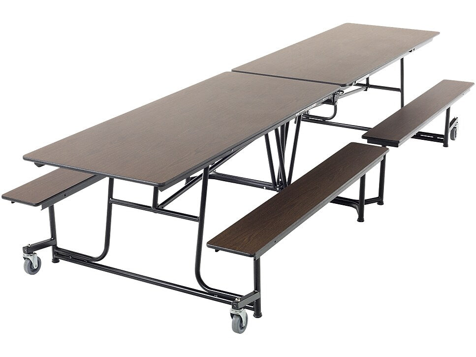 AmTab Mobile Bench Table, 30" x 145", Walnut (QUICK-MBT12-WBB)