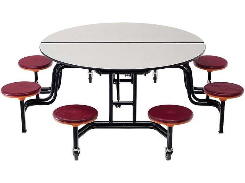 AmTab Mobile Stool Table, 60"Dia., Gray Nebula (QUICK-MSR608-GNBB)