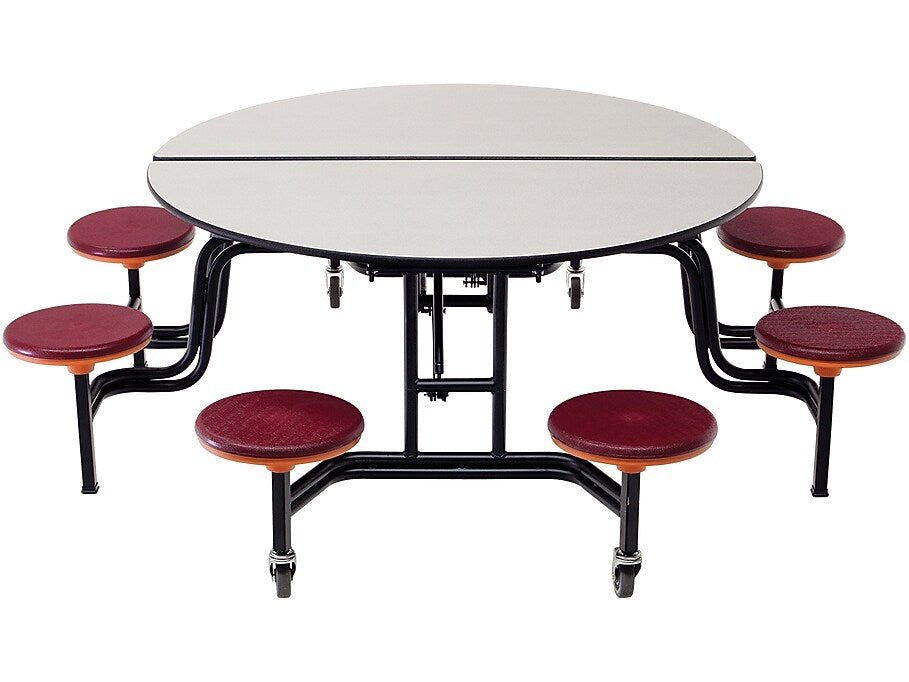 AmTab Mobile Stool Table, 60"Dia., Gray Nebula (QUICK-MSR608-GNBB)