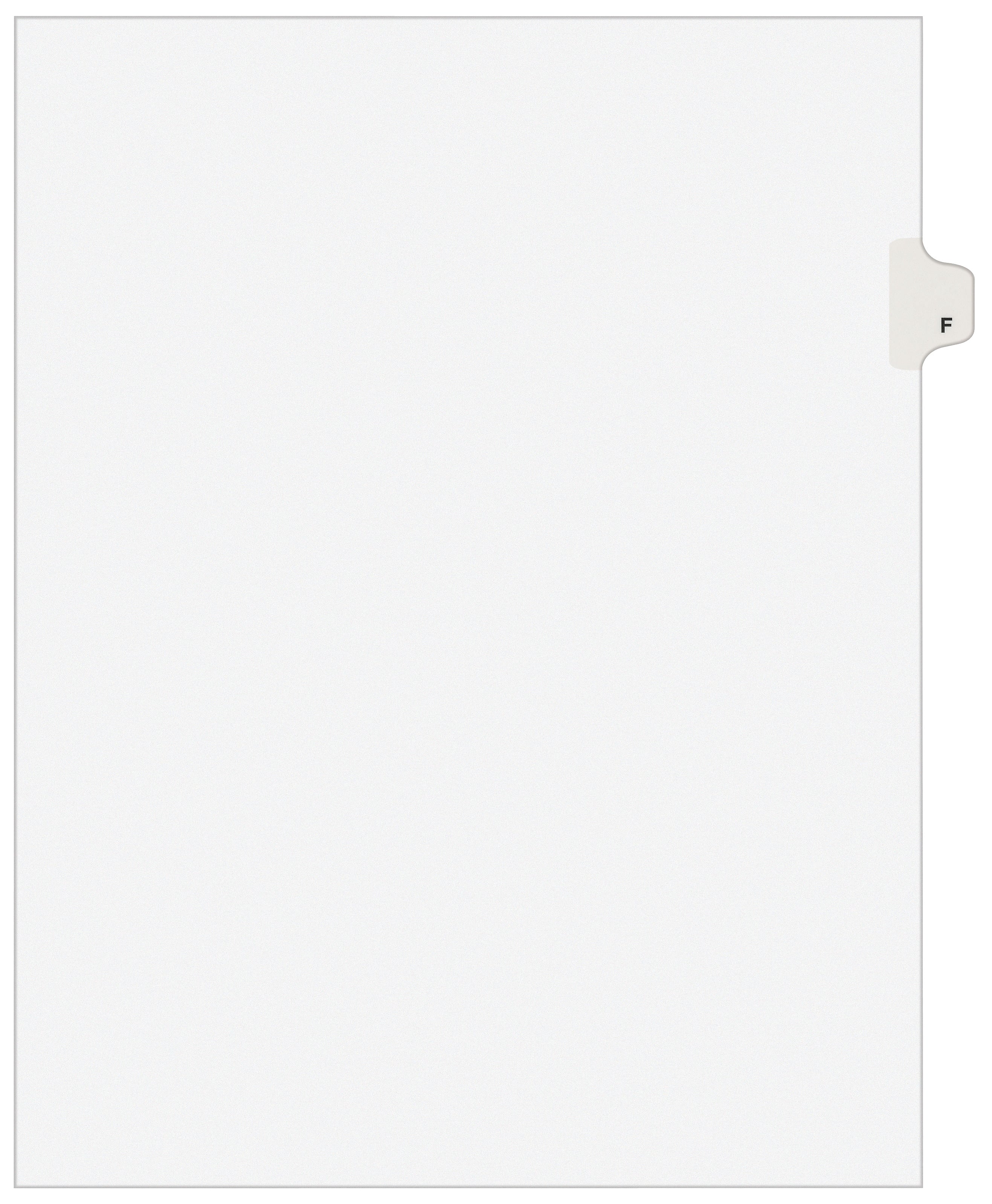 Avery Style Individual Legal Divider, Tab F, 8.5" x 11", White, 25/Set (01406)