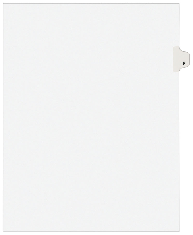 Avery Style Individual Legal Divider, Tab F, 8.5" x 11", White, 25/Set (01406)