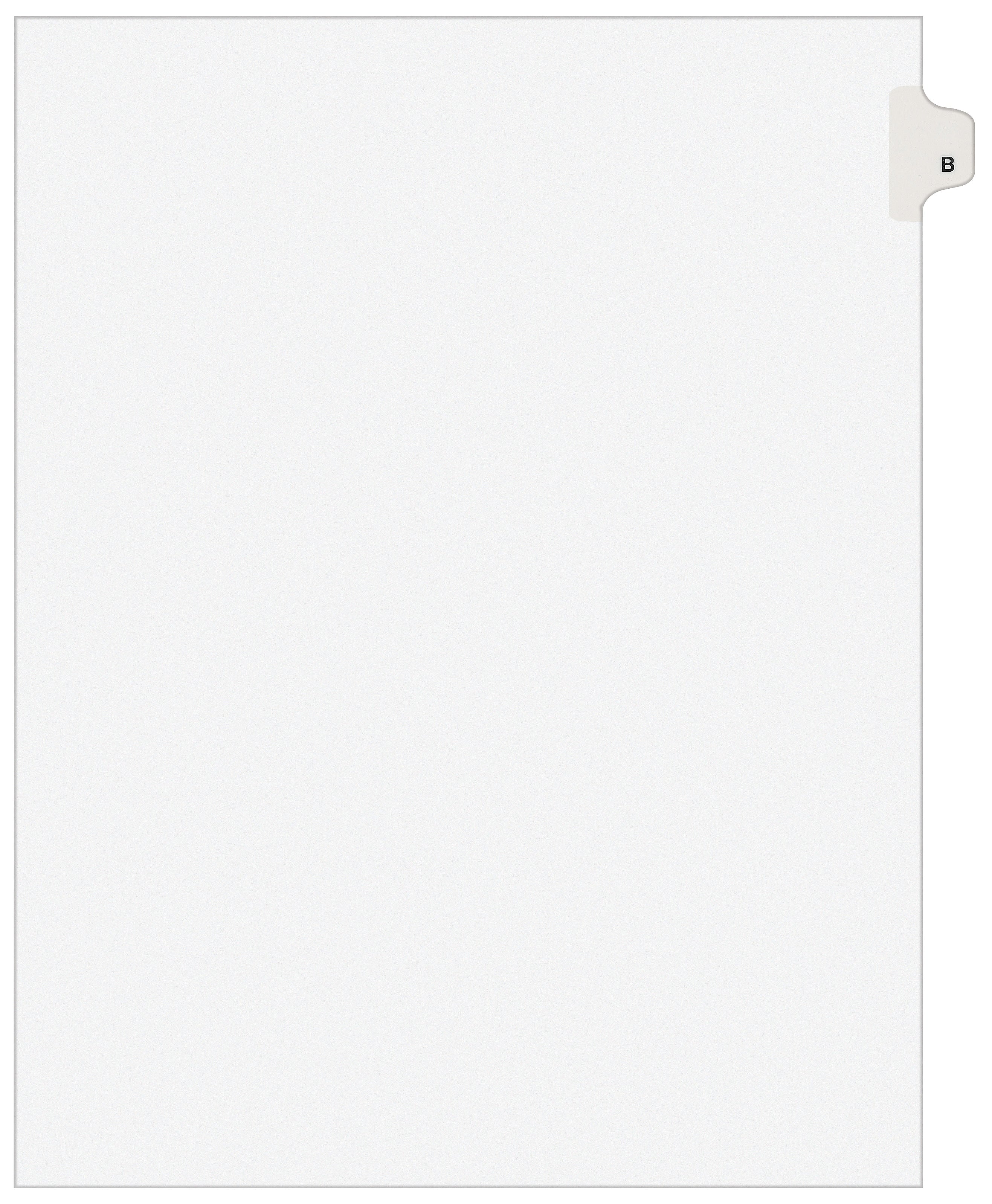 Avery Legal Pre-Printed Paper Divider, Side Tab B, White, Avery Style, Letter Size, 25/Pack (01402)