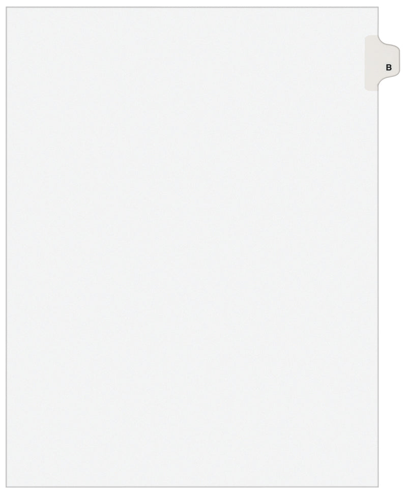 Avery Legal Pre-Printed Paper Divider, Side Tab B, White, Avery Style, Letter Size, 25/Pack (01402)
