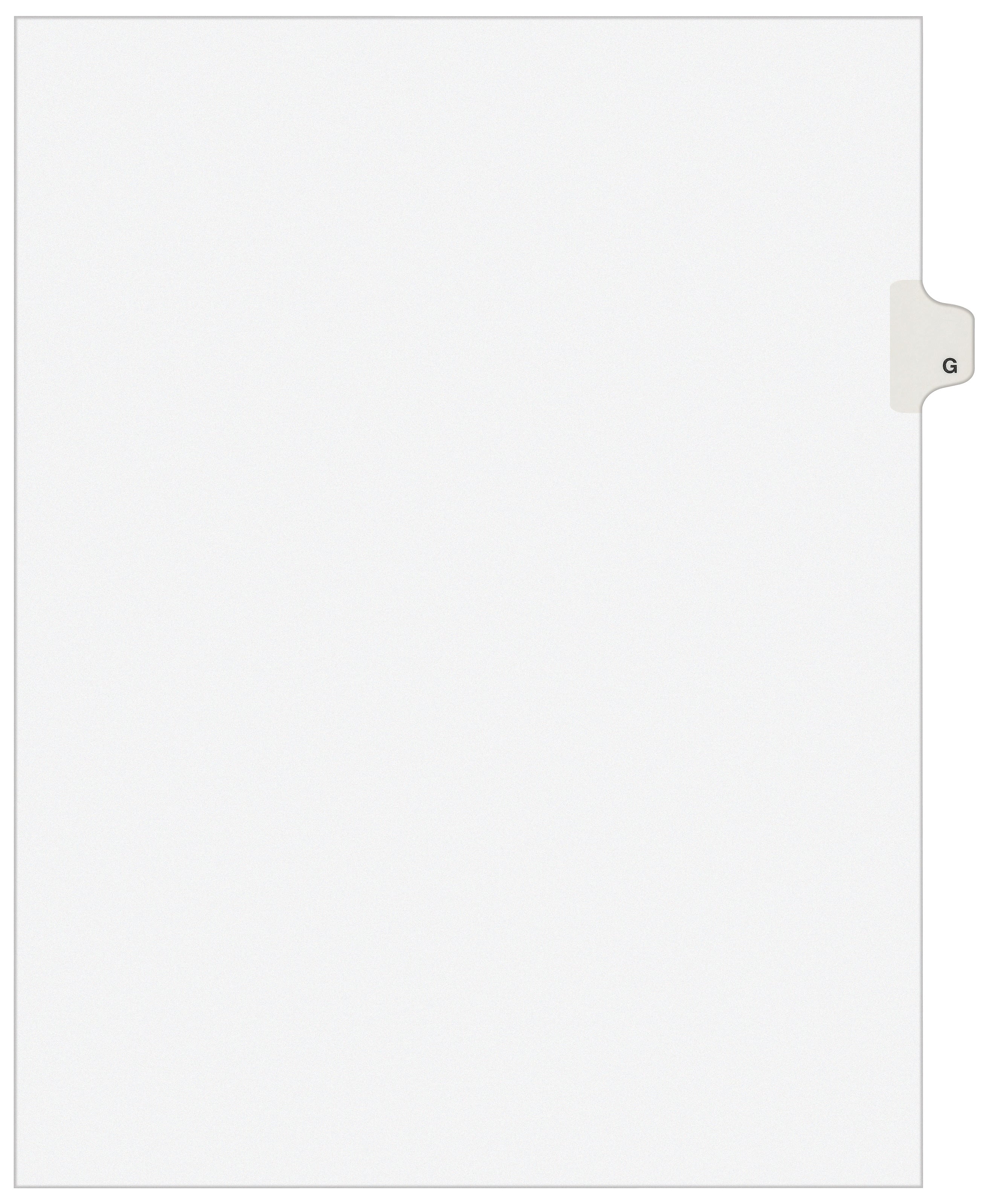 Avery Style Individual Legal Divider, Tab G, 8.5" x 11", White, 25/Set (01407)