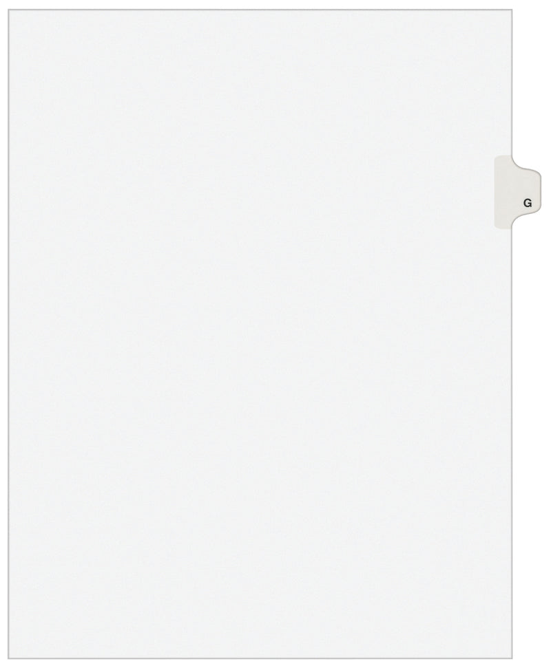 Avery Style Individual Legal Divider, Tab G, 8.5" x 11", White, 25/Set (01407)