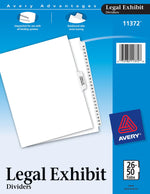 Avery Premium Collated Legal Paper Dividers, 26-50 & Table of Contents Tabs, White, Avery Style, Letter Size (11372)