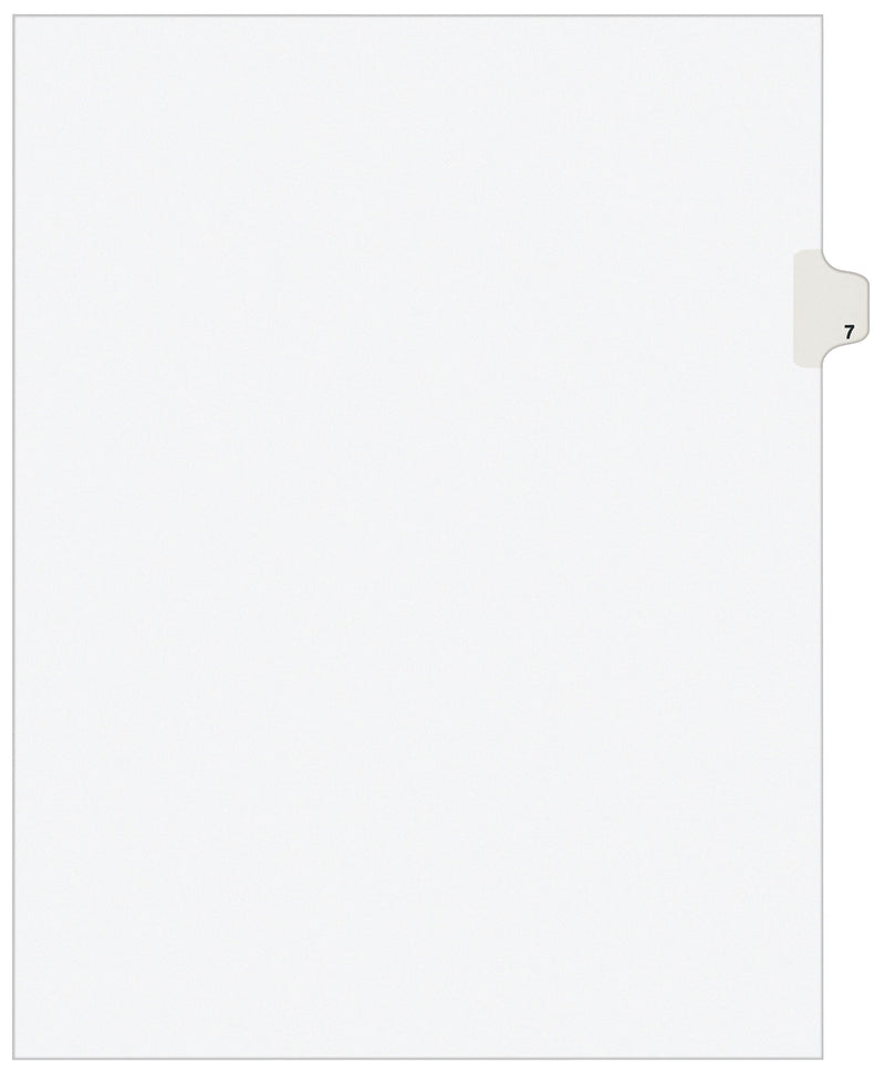Avery Legal Pre-Printed Paper Dividers, Side Tab #7, White, Avery Style, Letter Size, 25/Pack (11917)