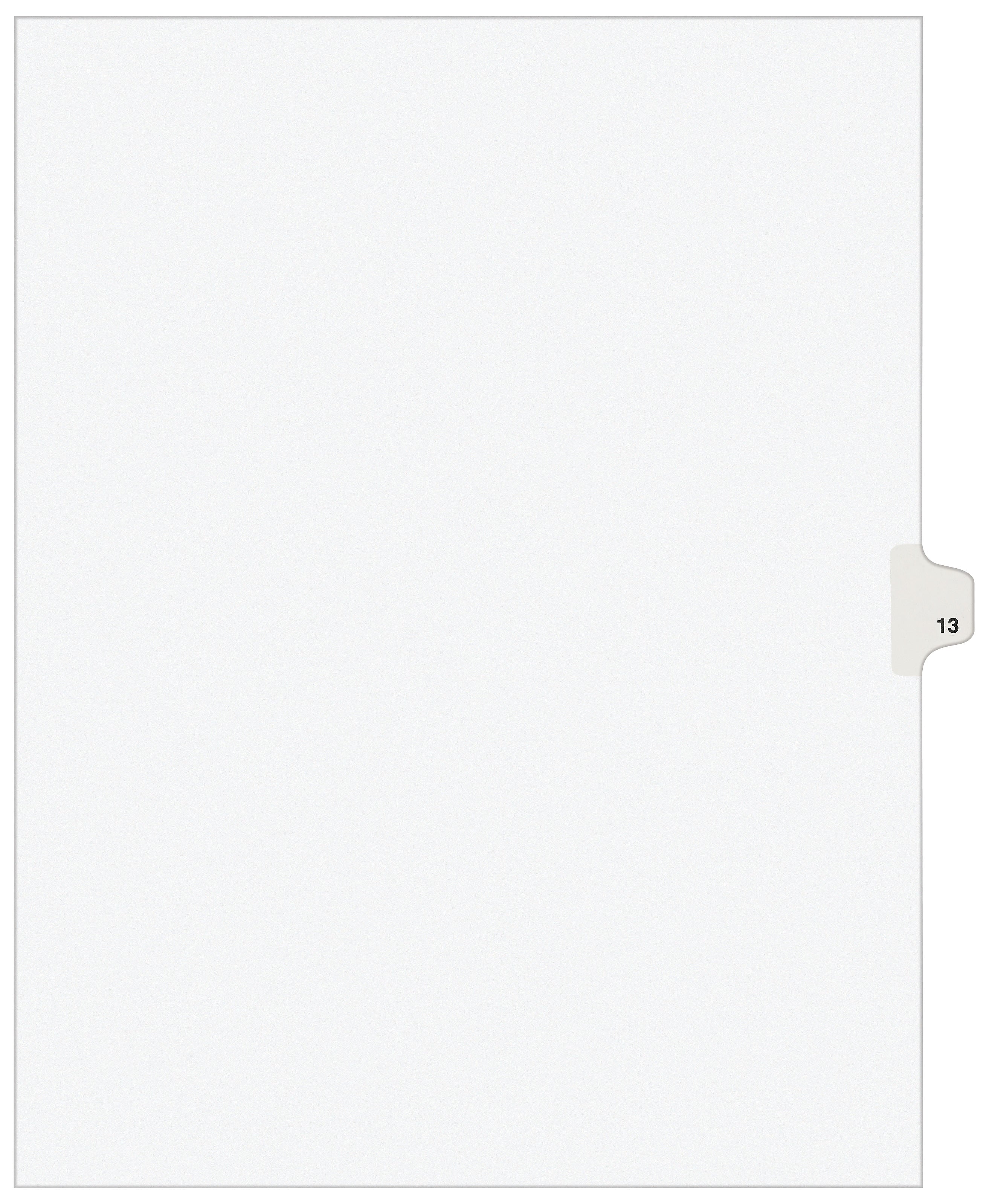Avery Legal Pre-Printed Paper Dividers, Side Tab #13, White, Avery Style, Letter Size, 25/Pack (11923)