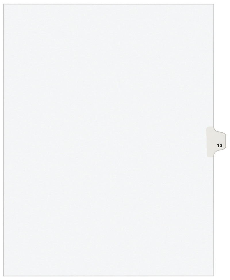 Avery Legal Pre-Printed Paper Dividers, Side Tab #13, White, Avery Style, Letter Size, 25/Pack (11923)