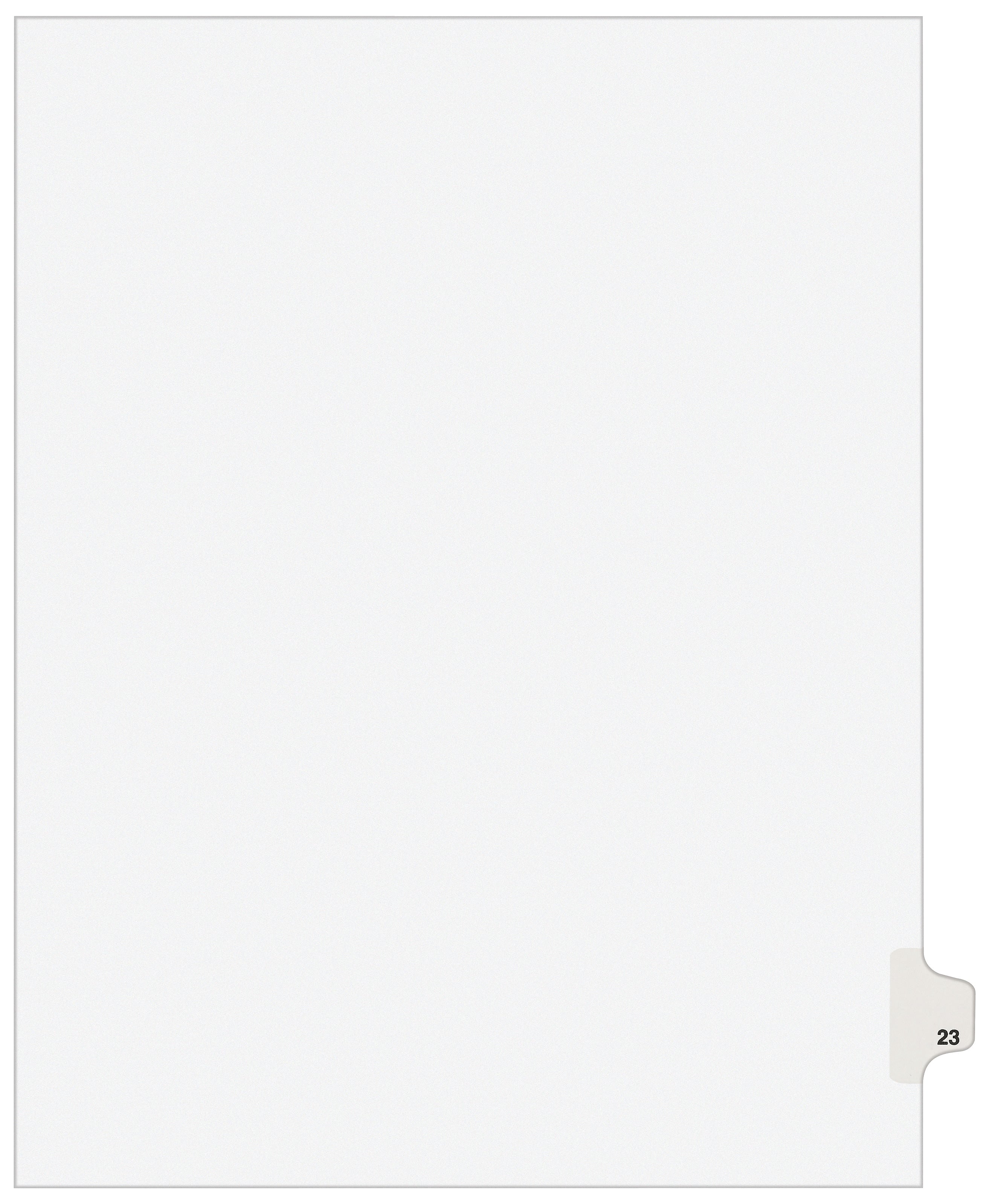 Avery Legal Pre-Printed Paper Dividers, Side Tab #23, White, Avery Style, Letter Size, 25/Pack (01023)