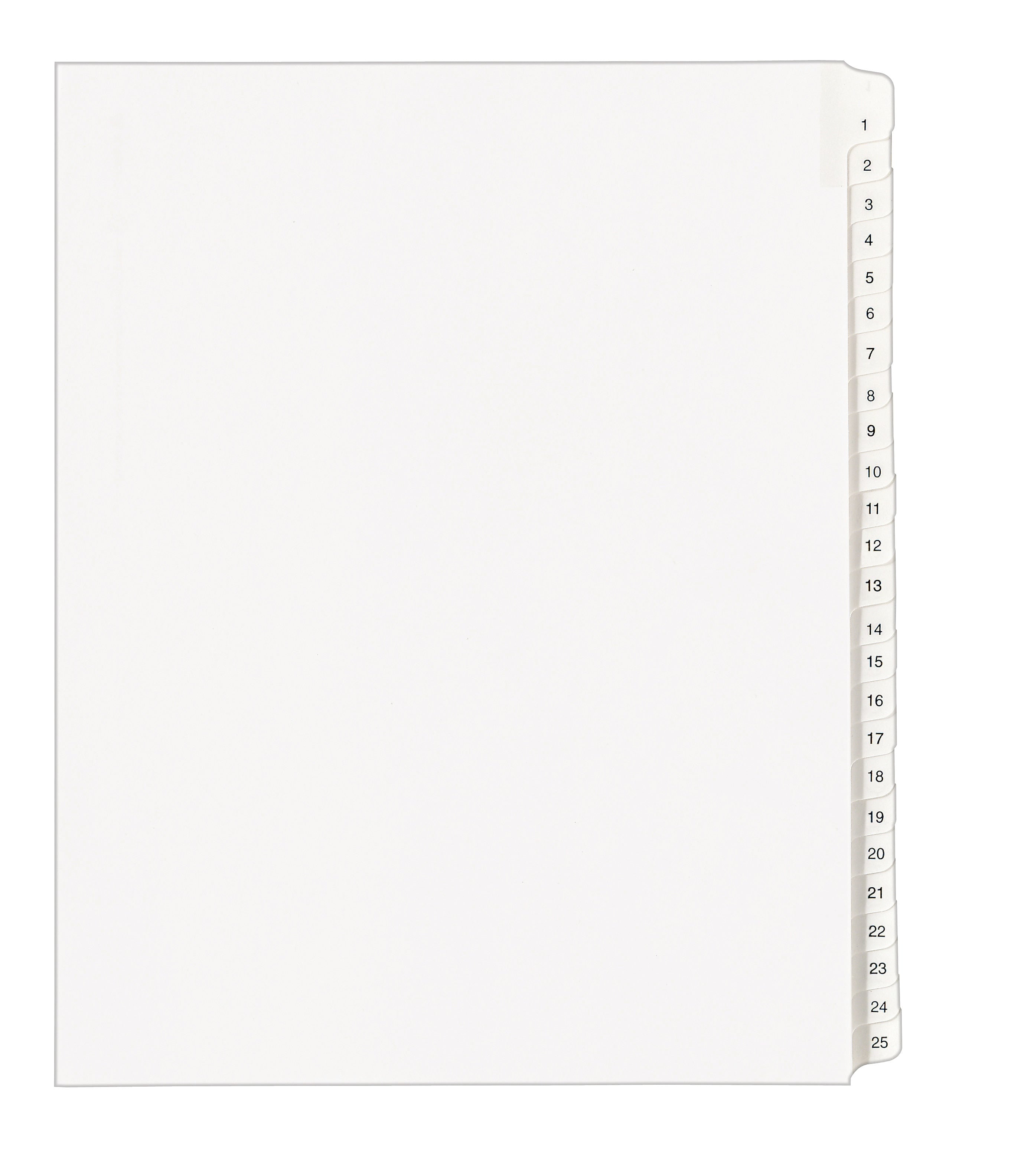 Avery Legal Pre-Printed Numeric Paper Divider, 1 -25 Tabs, White, 1 Set (AVE01701)