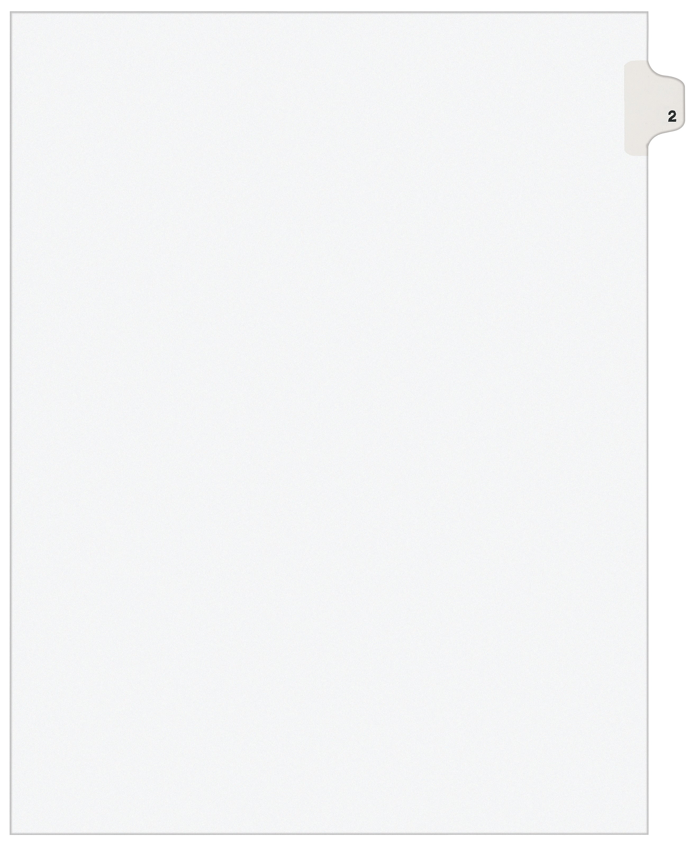 Avery Legal Pre-Printed Paper Dividers, Side Tab #2, White, Avery Style, Letter Size, 25/Pack (11912)