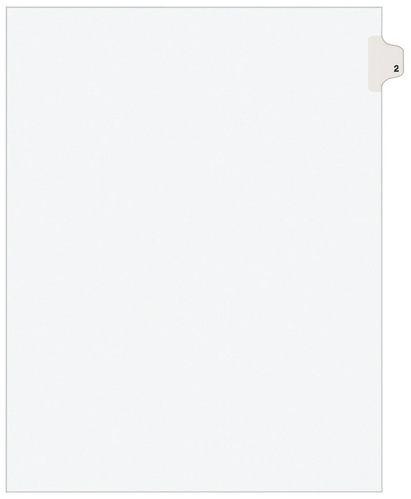 Avery Legal Pre-Printed Paper Dividers, Side Tab #2, White, Avery Style, Letter Size, 25/Pack (11912)