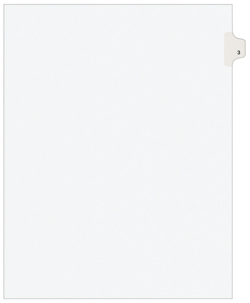 Avery Legal Pre-Printed Paper Dividers, Side Tab #3, White, Avery Style, Letter Size, 25/Pack (11913)