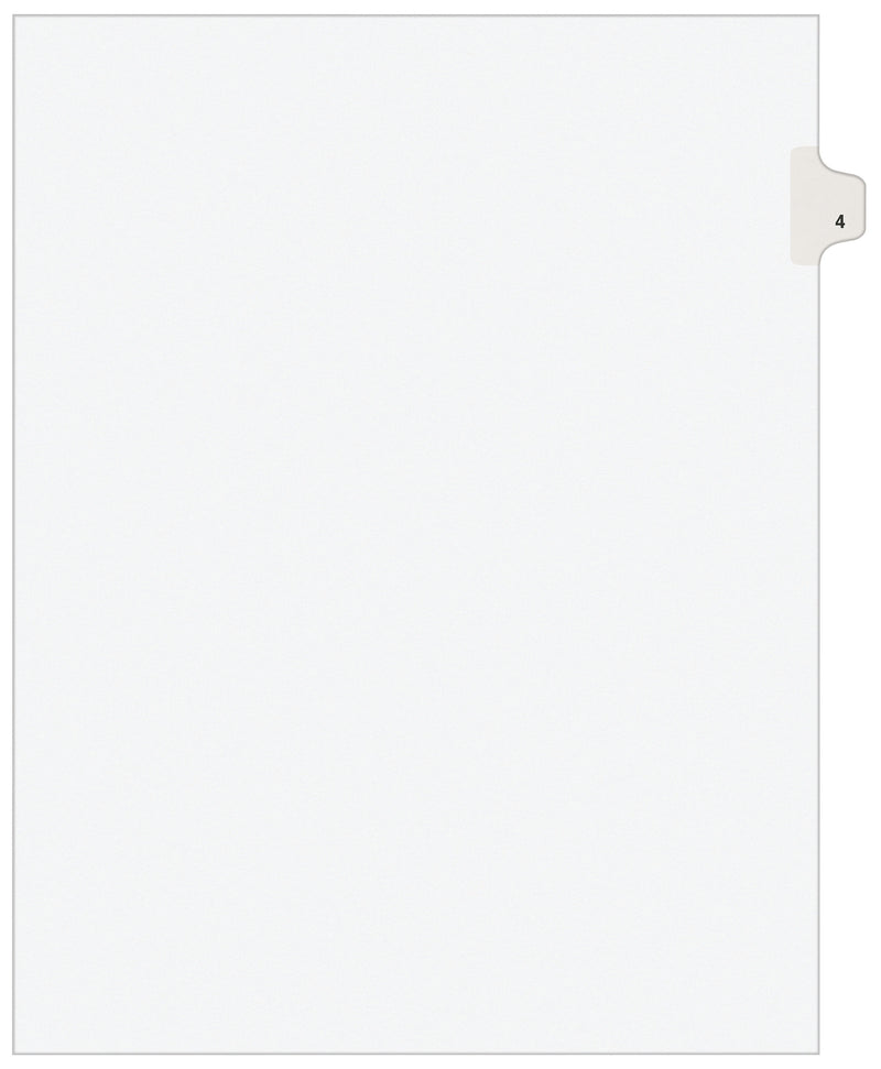 Avery Legal Pre-Printed Paper Dividers, Side Tab #4, White, Avery Style, Letter Size, 25/Pack (11914)