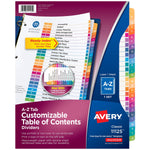 Avery Ready Index Table of Contents Pre-Printed Paper Dividers, A-Z Tabs, Multicolor, 1 Set (11125)