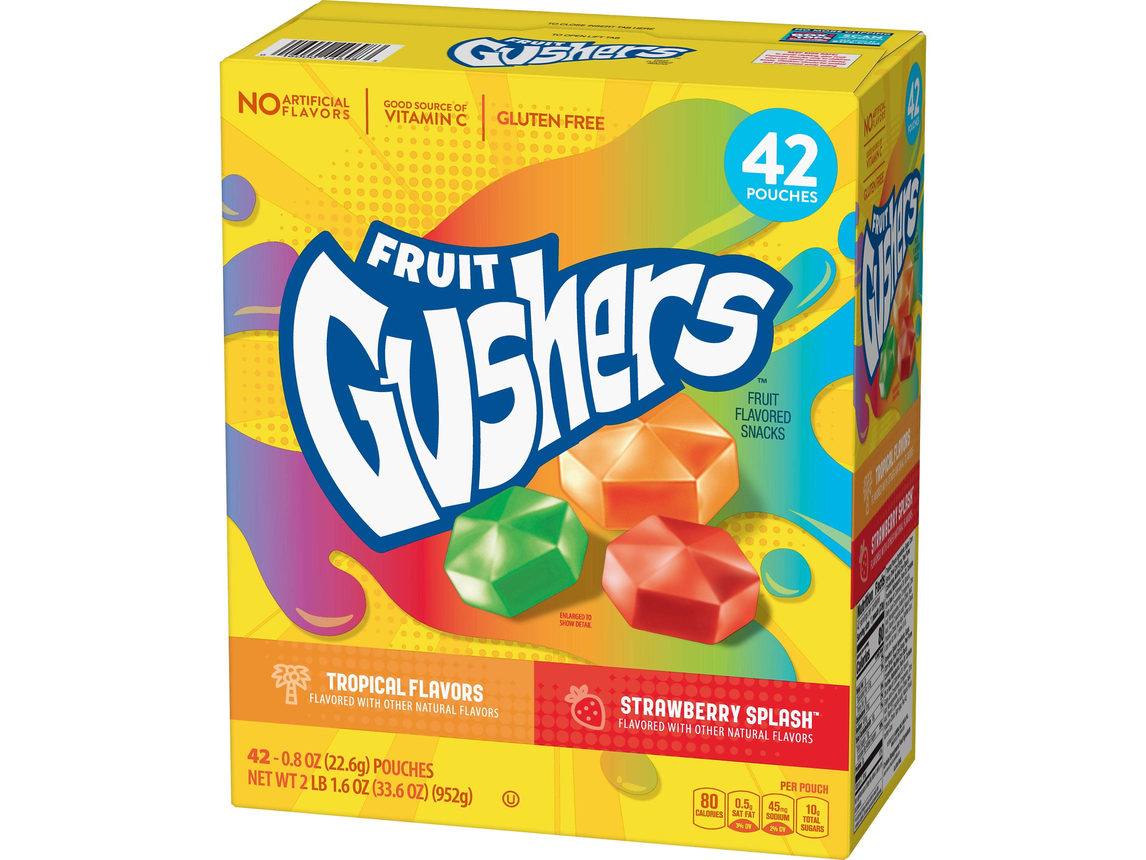 Gushers Gluten Free Fruit Gummies Variety Pack, 33.6 oz., 42 Packs/Box (14698)