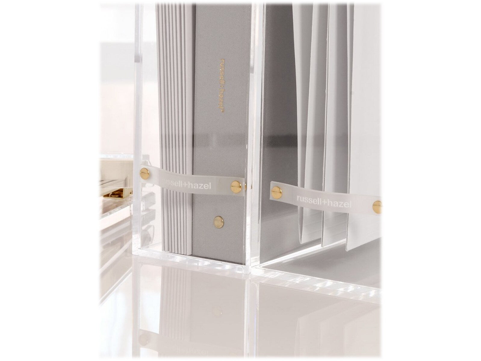 Russell+Hazel Magazine File with Gold Toned Hardware Acrylic, Clear (31729)