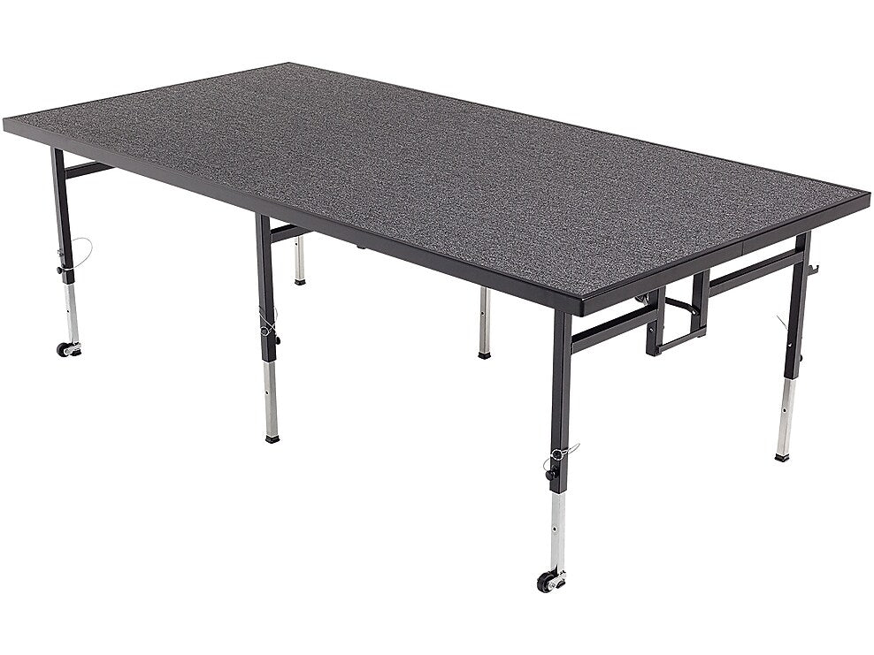 AmTab 48"W x 96"D Adjustable Height Portable Stage, Charcoal/Black (QUICK-STA4824C-CHARCB)