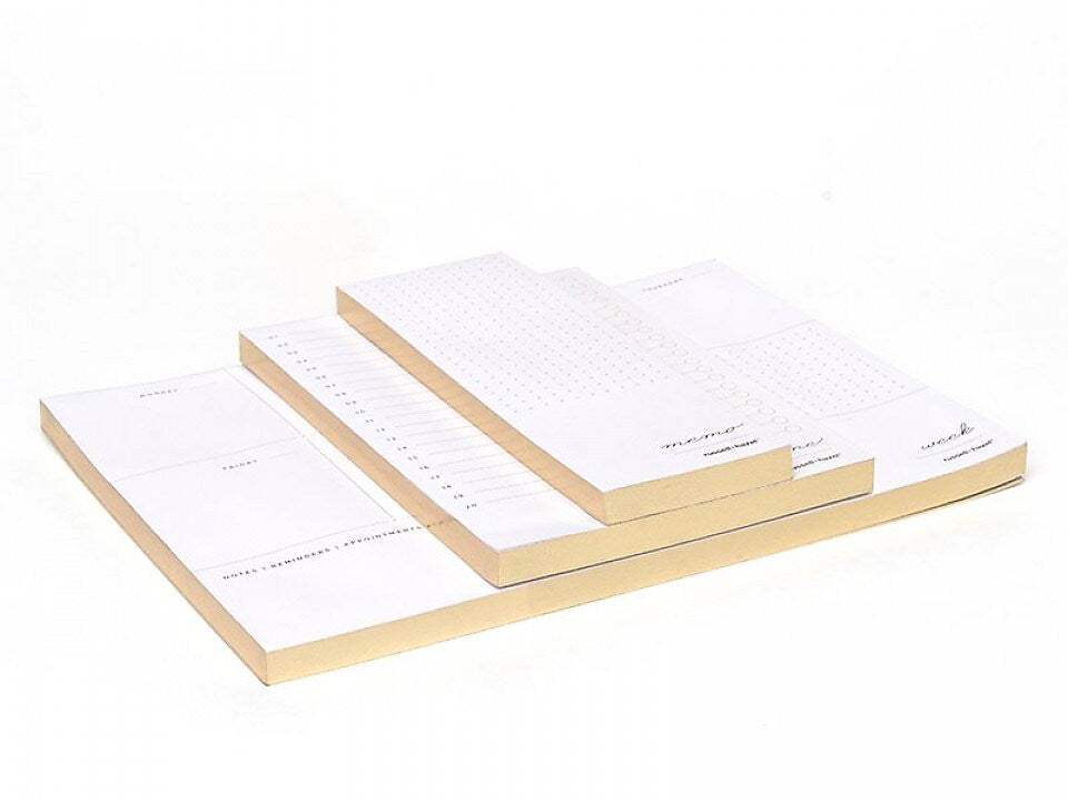 Russell+Hazel In Due Time Notepads, White/Gold, 80 Sheets/Pad, 3 Pads/Set (27619)