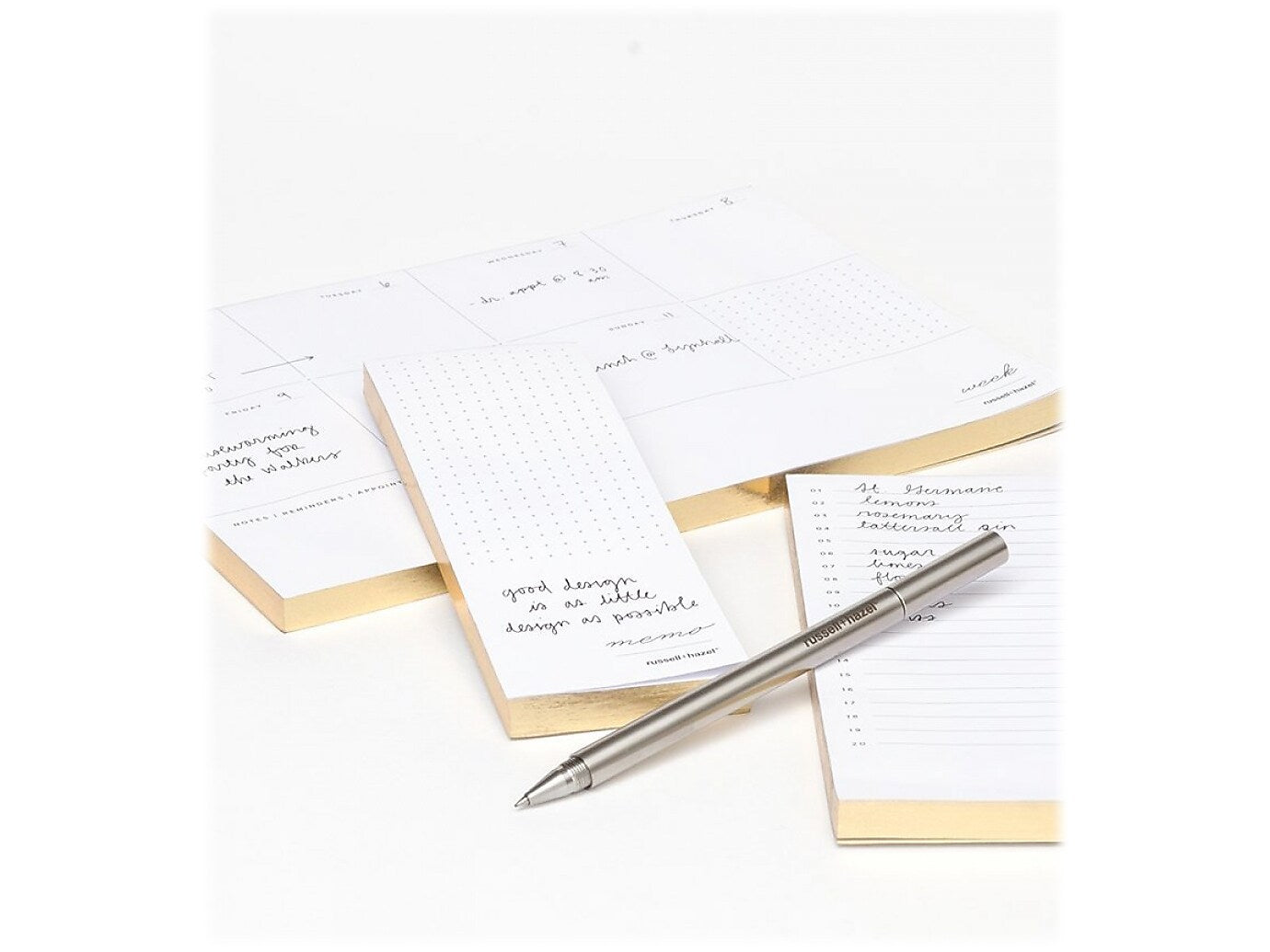 Russell+Hazel In Due Time Notepads, White/Gold, 80 Sheets/Pad, 3 Pads/Set (27619)