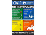 National Marker Vinyl Poster, "COVID-19 Keep the Workplace Safe," 18" x 12", Multicolor (PST149C)