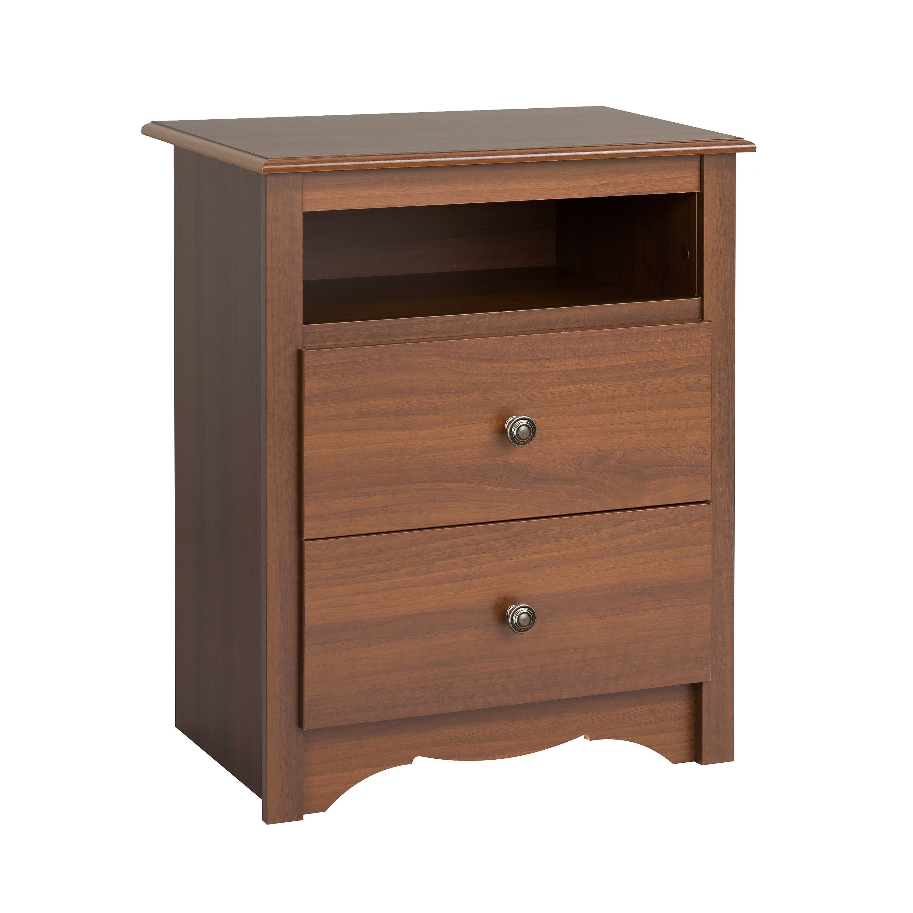 Prepac 28" Monterey Tall 2 Drawer Nightstand With Open Shelf, Cherry