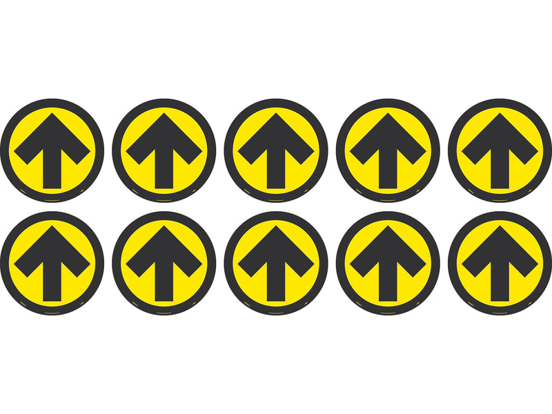 National Marker Walk-On™ Floor Decal, Arrow, 8" x 8", Yellow/Black, 10 (WFS84YL10)