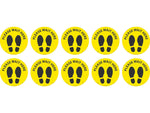 National Marker Walk-On™ Floor Decal, "Please Wait Here," 8", Yellow/Black, 10 (WFS83YL10)