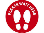 National Marker Walk-On™ Floor Decal, "Please Wait Here," 8", Red/White, 10 (WFS83RD10)
