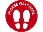 National Marker Walk-On™ Floor Decal, "Please Wait Here," 8", Red/White (WFS83RD)