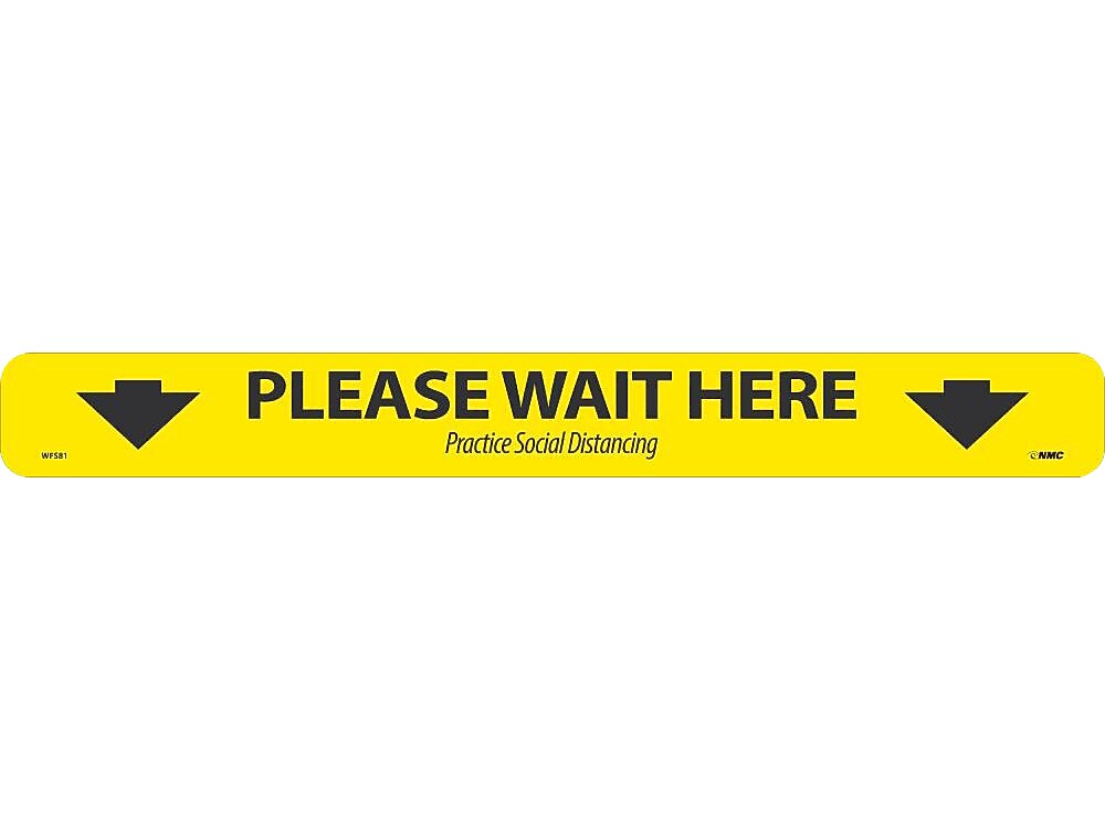 National Marker Walk-On™ Floor Decal, "Please Wait Here," 2.25" x 20", Yellow/Black (WFS81)