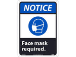 National Marker Wall Sign, "Notice: Face Mask Required," Aluminum, 14" x 10", Blue/White/Black (NGA39AB)