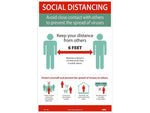 National Marker Vinyl Poster, "Social Distancing," 18" x 12", Red/Green/White (PST148C)