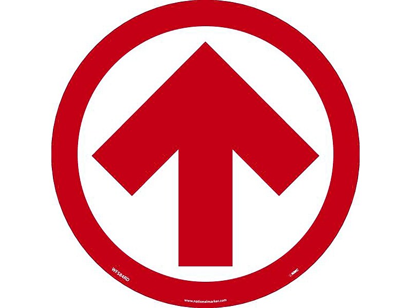 National Marker Walk-On™ Floor Decal, Arrow, 8" x 8", Red/White (WFS84RD)