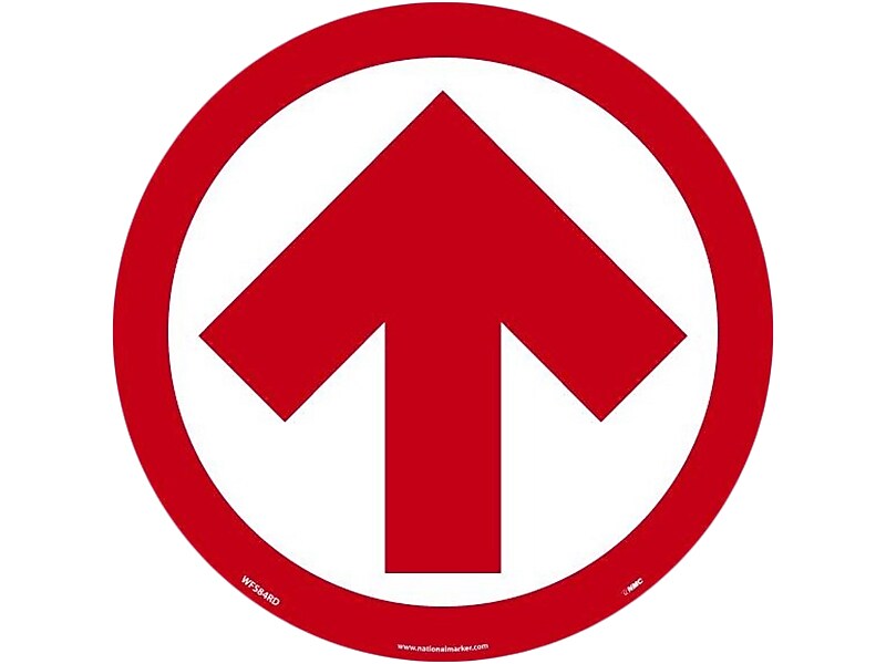 National Marker Walk-On™ Floor Decal, Arrow, 8" x 8", Red/White, 10 (WFS84RD10)