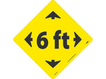 National Marker Walk-On™ Floor Decal, "6 Ft," 12" x 12", Yellow (WFS79YL)