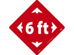National Marker Walk-On™ Floor Decal, "6 Ft," 12" x 12", Red (WFS79RD)