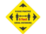 National Marker Walk-On™ Floor Decal, "Please Practice Social Distancing," 12" x 12", Yellow (WFS71)