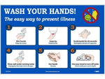 National Marker Vinyl Poster, "Wash Your Hands!," 12" x 18", Blue/White (PST137C)