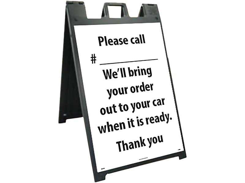 National Marker A-Frame Sign & Stand Kit, "Please Call," 45" x 25", Black/White (SFS116C-KIT)