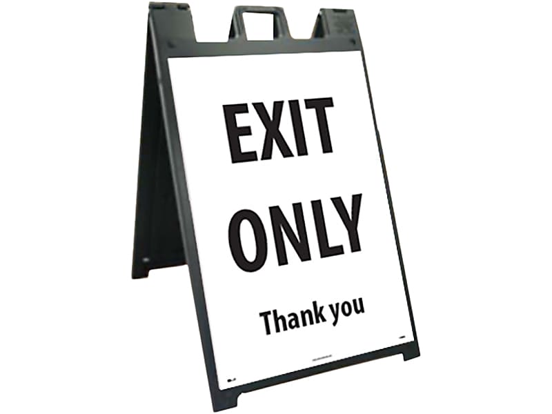National Marker A-Frame Sign & Stand Kit, "Exit Only," 45" x 25", White/Black (SFS115C-KIT)