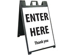 National Marker A-Frame Sign & Stand Kit, "Enter Here," 45" x 25", White/Black (SFS114CKIT)