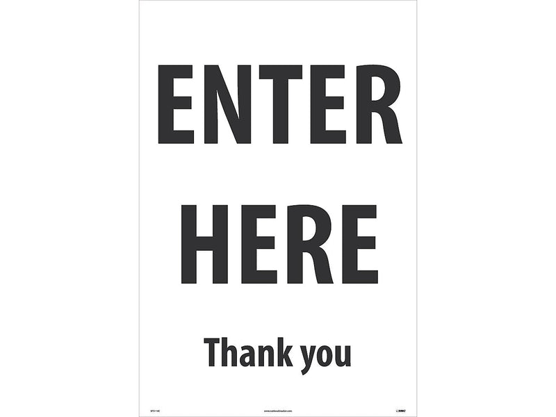 National Marker A-Frame Sign, "Enter Here," 36" x 24", White/Black (SFS114C)