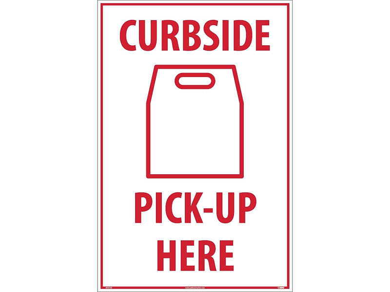 National Marker A-Frame Sign, "Curbside Pick-Up Here," 36" x 24", White/Red (SFS113C)
