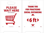 National Marker Double-Sided A-Frame Sign, "We are Practicing Social Distancing," 19" x 12", White/Red (FS42)
